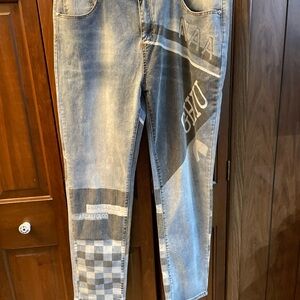 The New SOSOO Denim  Jeans Men 38 X32 Distressed Y2K  Streetwear Skater